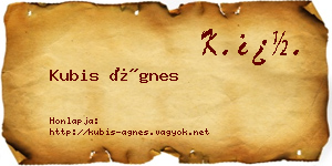 Kubis Ágnes névjegykártya